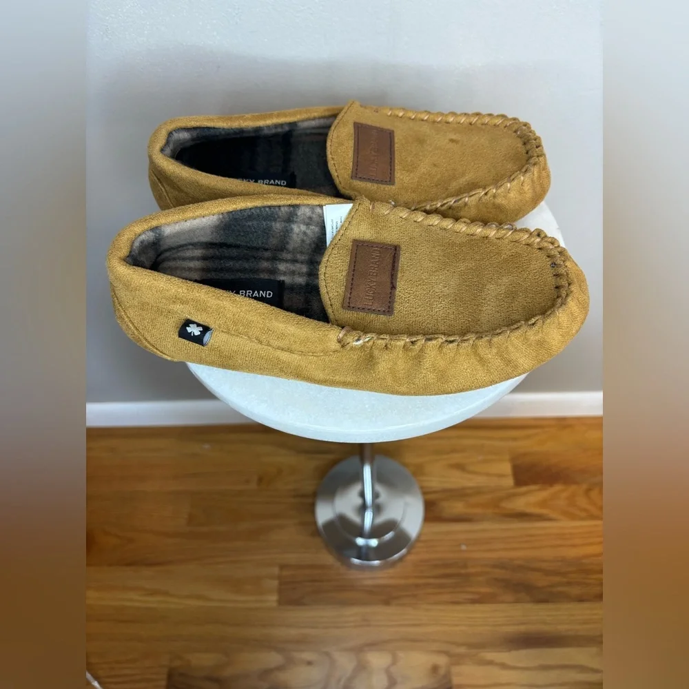 LUCKY BRAND Slippers‎ Tan Brown Camel Like Suede Soft Warm House Shoe Sz 2 Sz 3